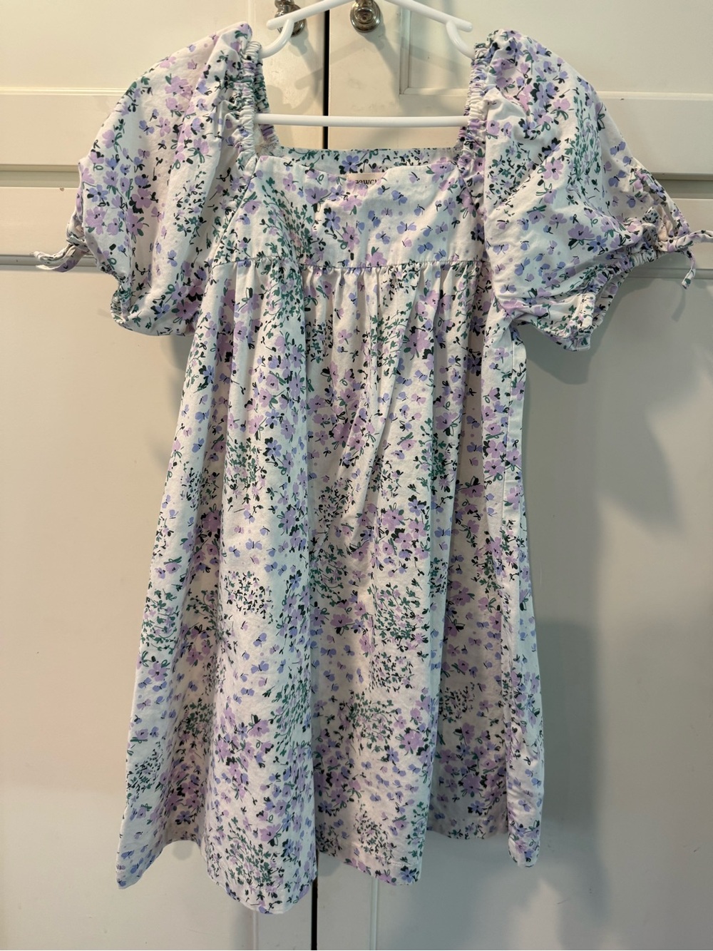 Girls' Crewcuts Lavender Floral Puff-Sleeve Dress